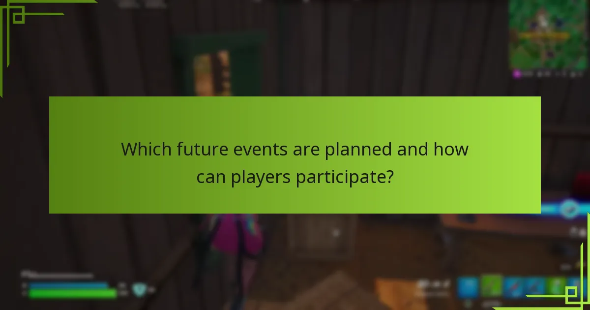 Which future events are planned and how can players participate?